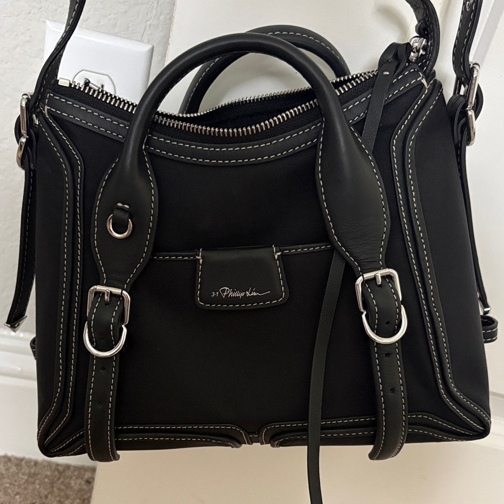Philipp Lim Black Satchel with Silver Accents